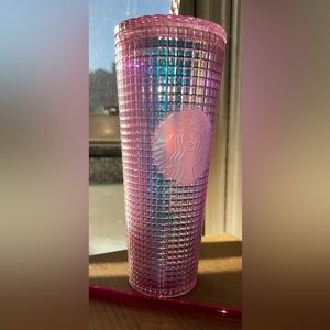 Starbucks Pink Iridescent Grid Tumbler